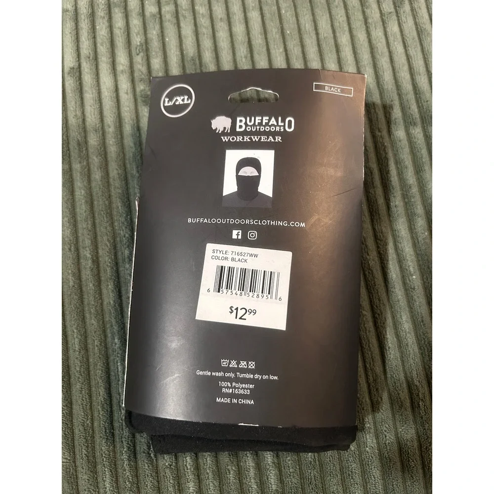 Buffalo Outdoors Fleece Lined Balaclava Mask - Black, Large / Extra‎ Large